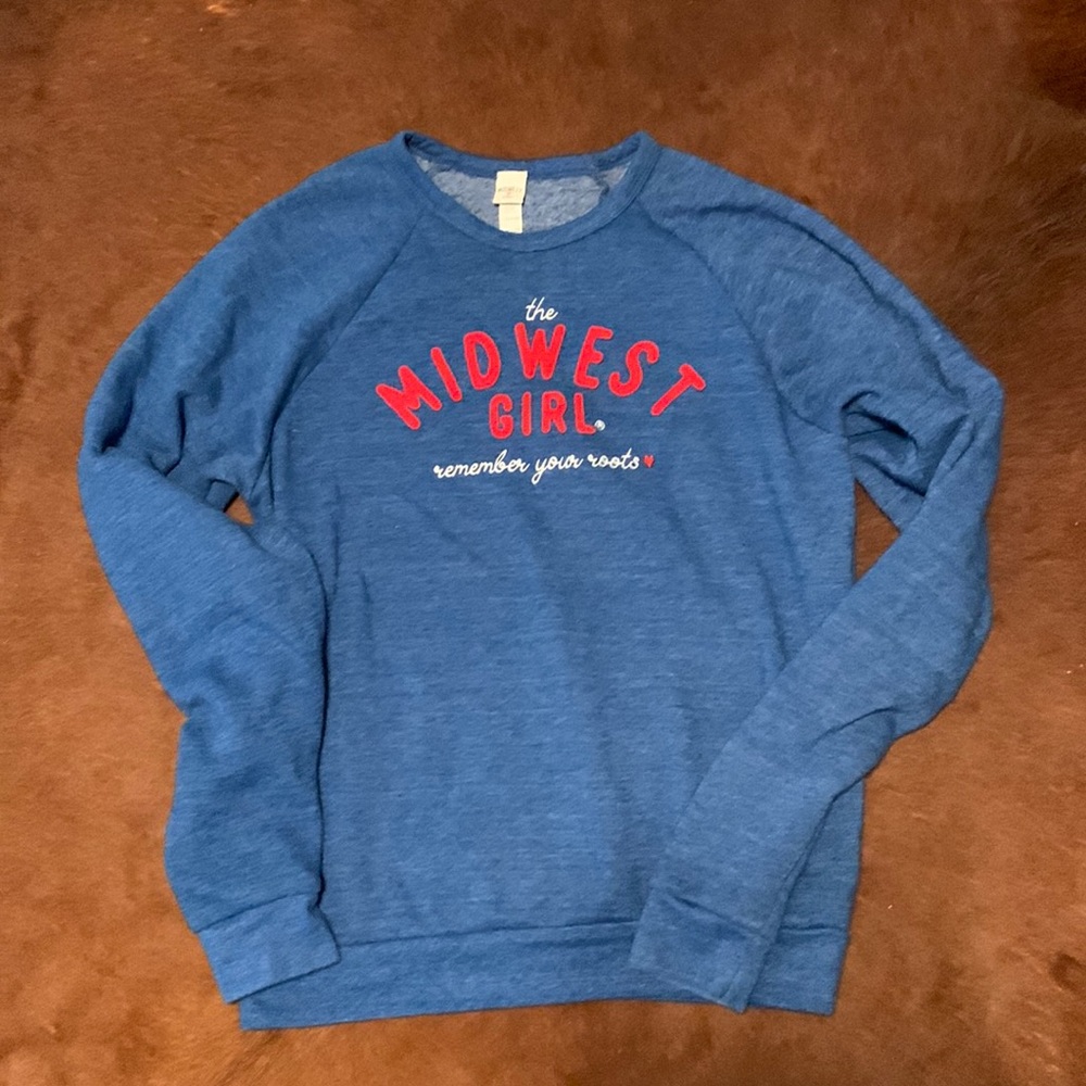 Midwest girl royal blue sweatshirt. Size L.